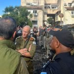 The Commander of the Home Front Command of the Israel Defense Forces, Major General Rafi Milou, at one of the missile impact sites in northern Israel. Photo: IDF Spokesperson