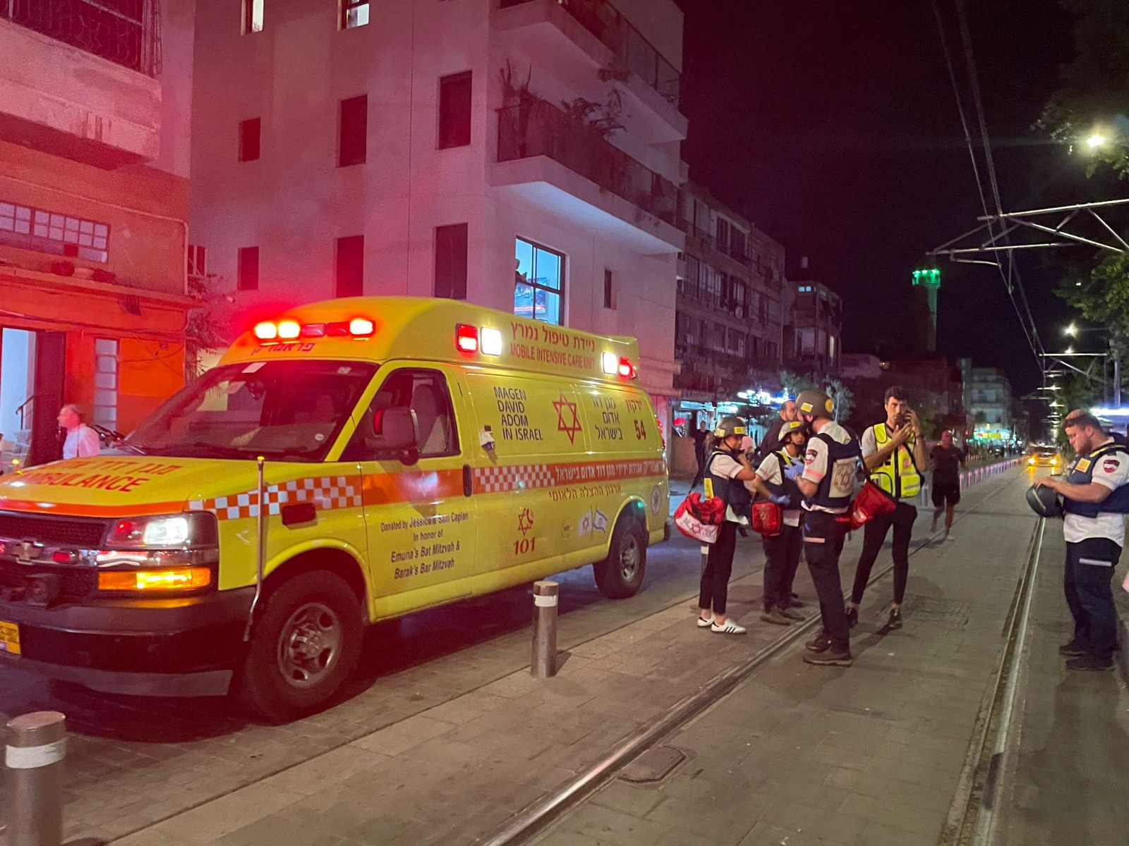 Scene of the terror attack on the light rail in Tel Aviv, Photo: Magen David Adom Spokesperson